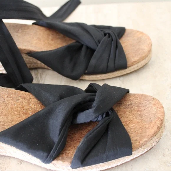 UGG Black Espadrilles Wedges Size 8 - Picture 4 of 9